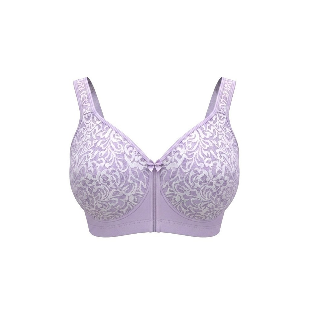 (D-115) Breezies Lace Bra 38DD Purple Front Closure Wireless Comfort QVC New